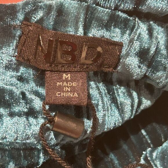 New Revolve NBD Abriel Mini Dress Velvet Teal Blue Green Size M Halter - Picture 5 of 16